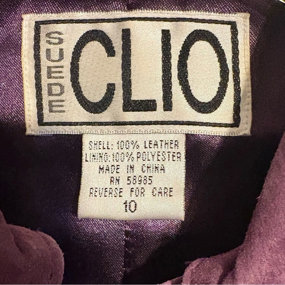 Vintage Clio Women's Deep Purple Leather Jacket - Picture 3 of 3